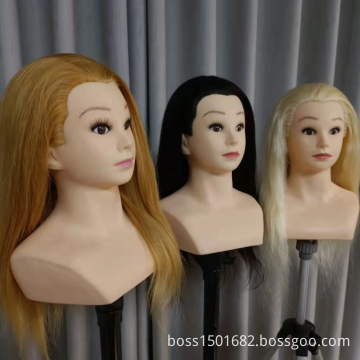 Barber Practice Dummy Doll Head Wholesale Training Mannequin Head with Shoulder First Beauty Asian Human Hair Remy Hair Female